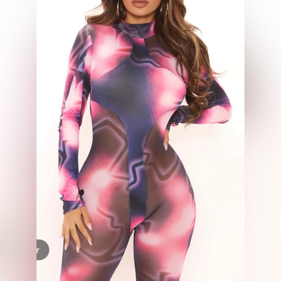 FashionNova glimpse into the future mesh jumpsuit. Burning Man bodysuit - Picture 1 of 6